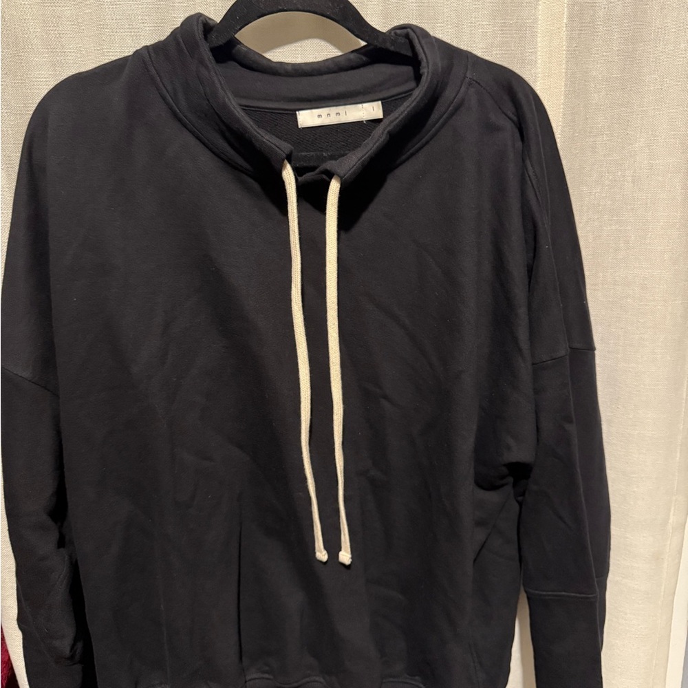 MNML Black Hoodie with Cream Drawstrings